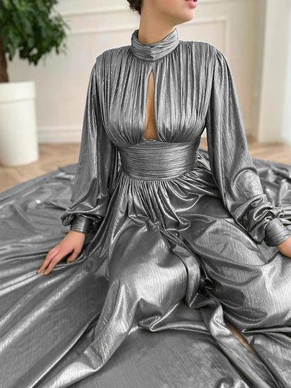 Spring Summer Popular Color Tight Waist Halter Large Swing Sexy Avocado Green Dress Maxi Dress for Women
