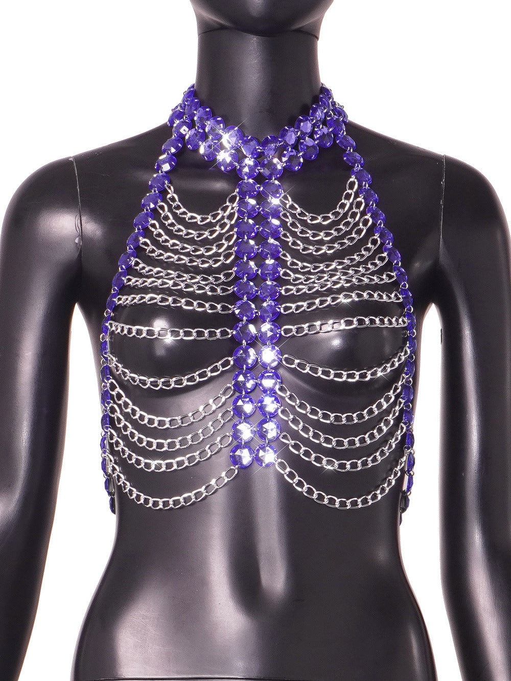 Sexy Body Cha Nightclub Beach Bikini Chest Necklace Rhinestone Accessories Women