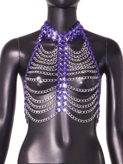 Sexy Body Cha Nightclub Beach Bikini Chest Necklace Rhinestone Accessories Women