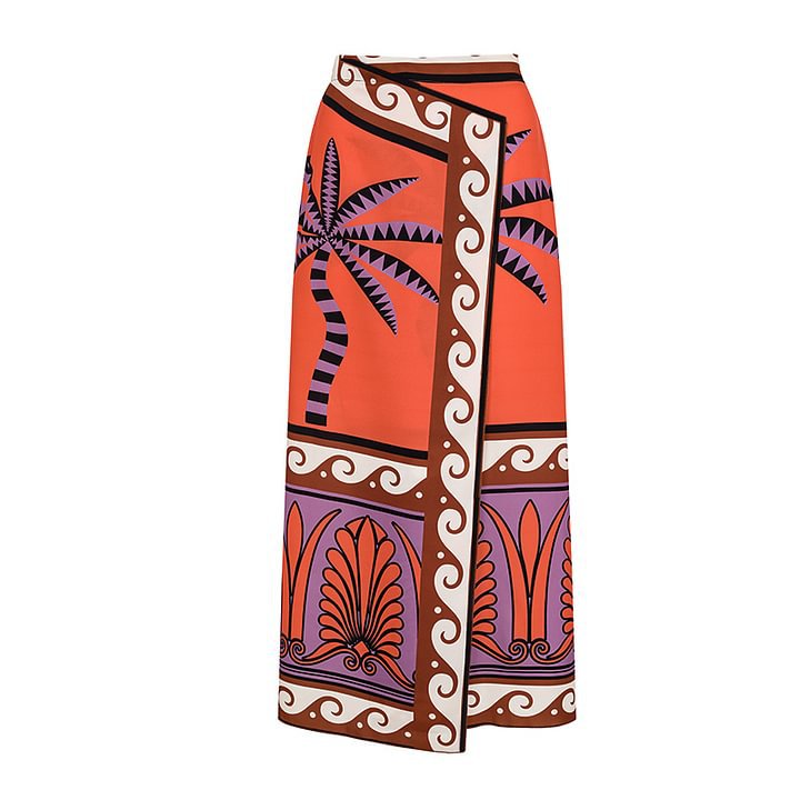Shoulder Double Layer Flounced Printed Swimsuit Women High Waist Bikini
