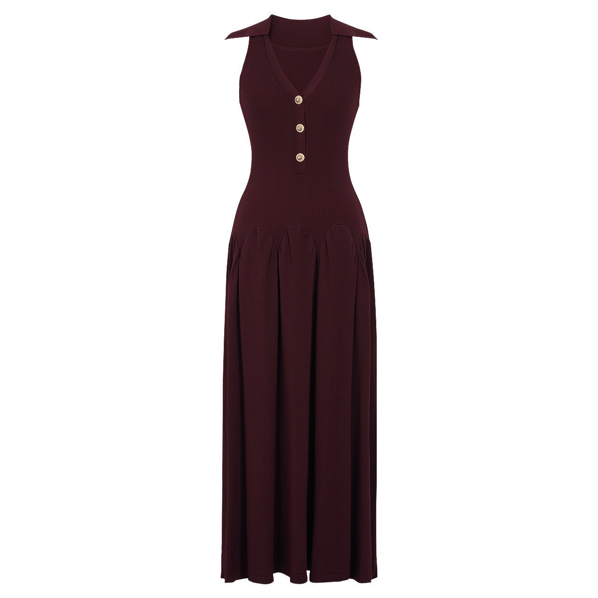 Summer Sleeveless Slim Fit Long Knitted Dress V neck Lady Maxi Dress