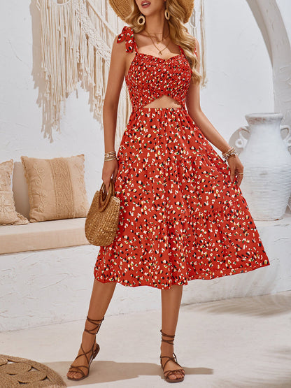 Women Clothing Spring Summer Printed Halter Dress Holiday Beach Dress