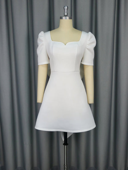 Summer Elegance Square Collar Dress Party Cocktail Bow Backless Graduation Dress