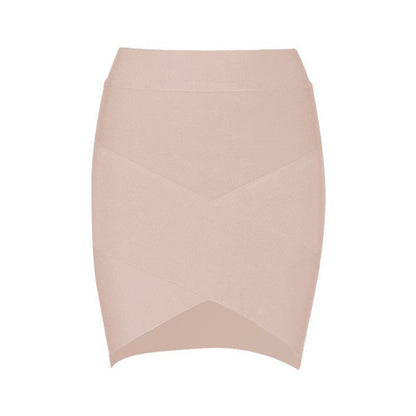 Sexy Cross Skirt Solid Color All Matching High Waist Bandage Hip Skirt Knitted Stretch Nightclub Party Skirt