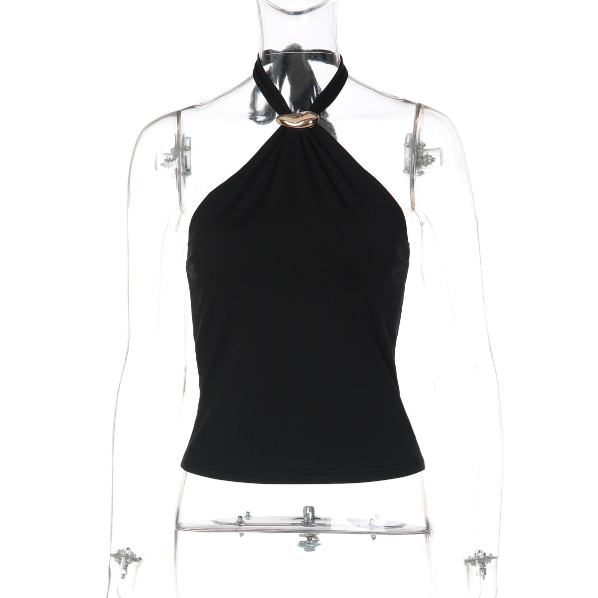 French Adjustable Buckle Lace up Top for Women Spring Sexy Backless Solid Color Tube Top Vest