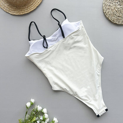 One Piece Swimsuit Women Bikini Lady Sexy Stitching Swimwear Bikini