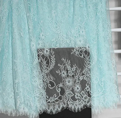 3Meters/lot Off White French Chantilly Lace Fabric , Eyelash Embroidery Lace Craft Bridal Veil Lace Accessory 150cm Width