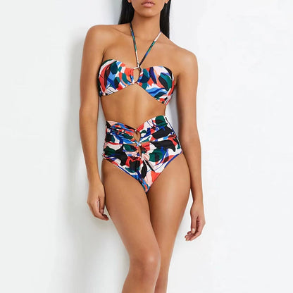 Halter High Waist Sexy Bikini Set Beach Spring Swimsuit for Women