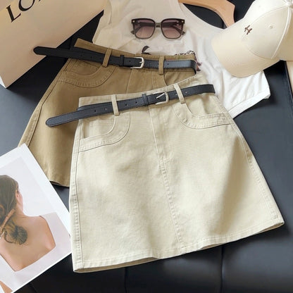 Korean Retro Easy Matching Washing Water Denim Skirt Women Summer High Waist Slimming Hip Wrapped Sexy A line Skirt