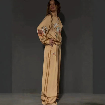 Summer Sexy Print Coat Two Piece Sets Pants