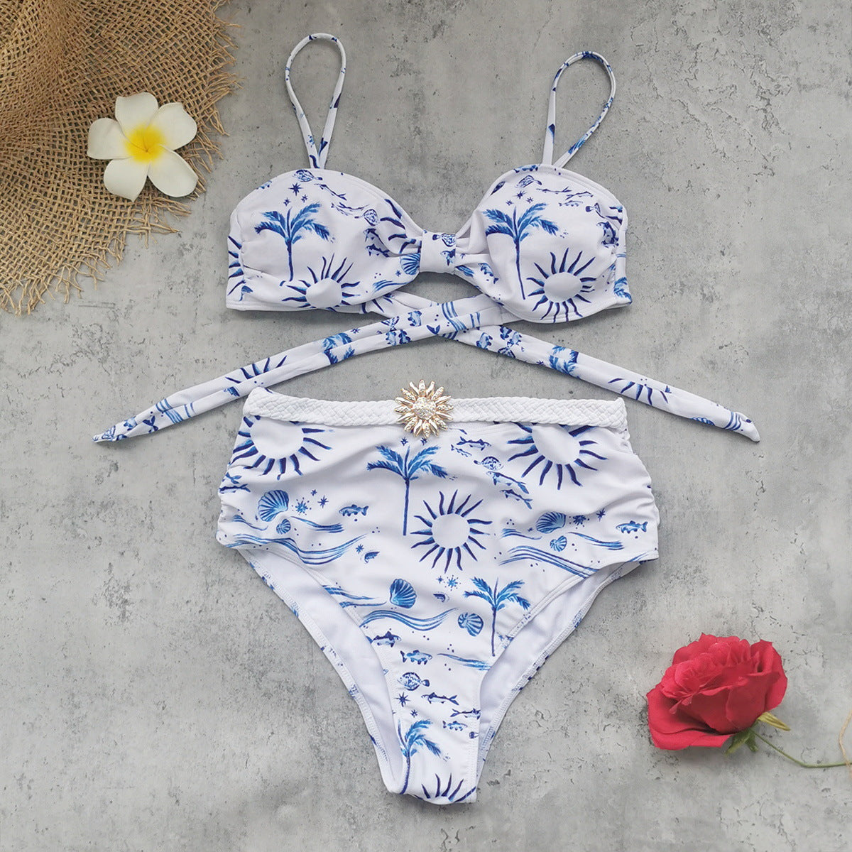 Tube Top High Waist Split Swimsuit Women Bikini Fresh Export