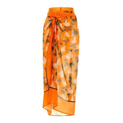 Lonkey Swimsuit Solid Color Hollow Out Cutout Mesh Bag Hip Skirt Floral Sexy Swimsuit