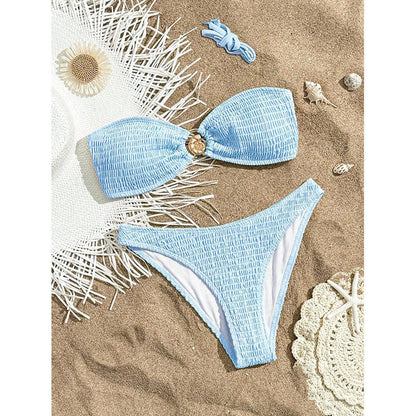 Solid Color Tied Bikini Sexy Split Swimsuit Women Beach Bikini Swimsuit