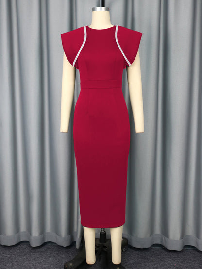 Crew Neck Dress Cocktail High Waist Slim Fit Slit Elegant Evening Dress Party Dress