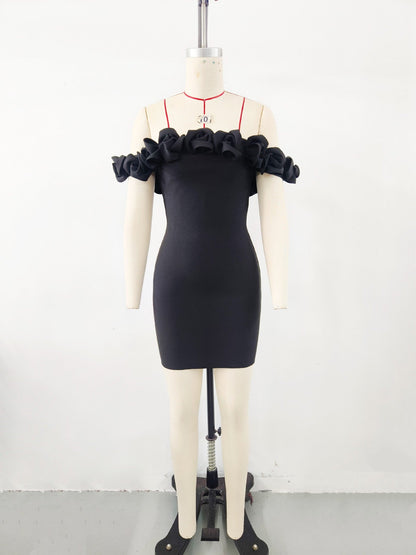 Women Clothing Advanced Sense Red Floral Bandage One Piece Dress