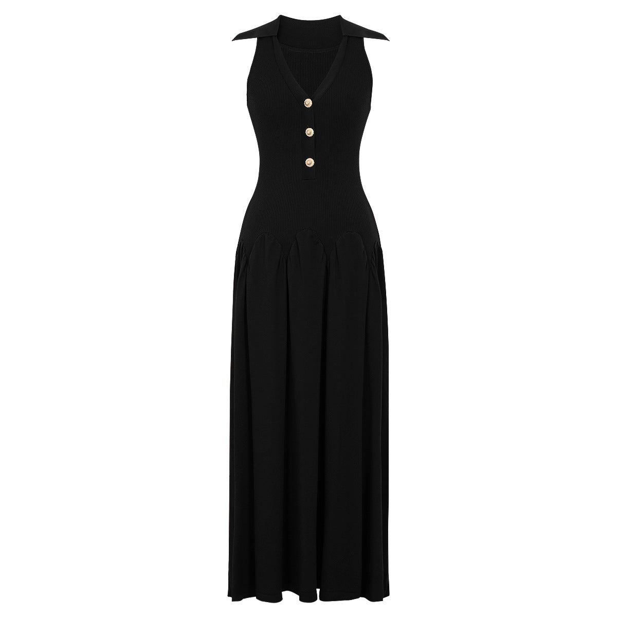 Summer Sleeveless Slim Fit Long Knitted Dress V neck Lady Maxi Dress
