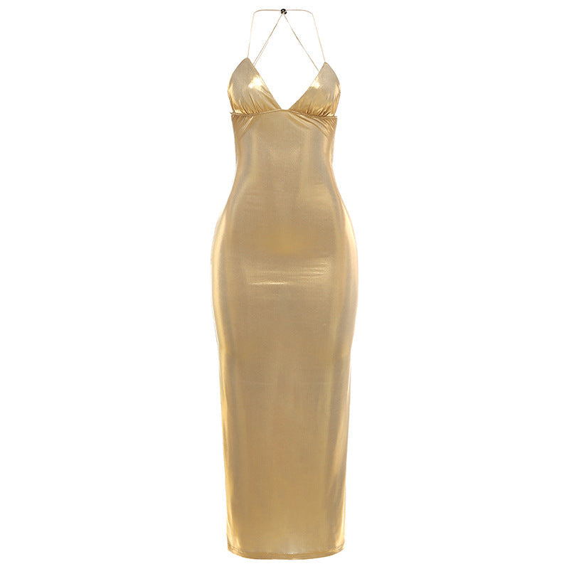 Autumn Winter Women Clothing Trend Sexy Halter V neck Slim Butterfly Dress for Women