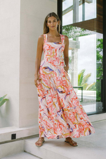 Summer Bohemian Vacation Beach Dress Loose Strap Dress