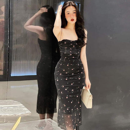 Strap Pure Print Dress Summer Sexy Wind Dress for Women