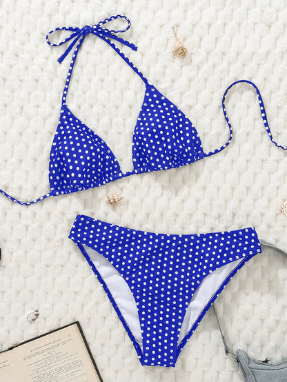 Bikini Polka Dot Printed Sexy Strap Split Swimsuit Spring Vacation Bikini