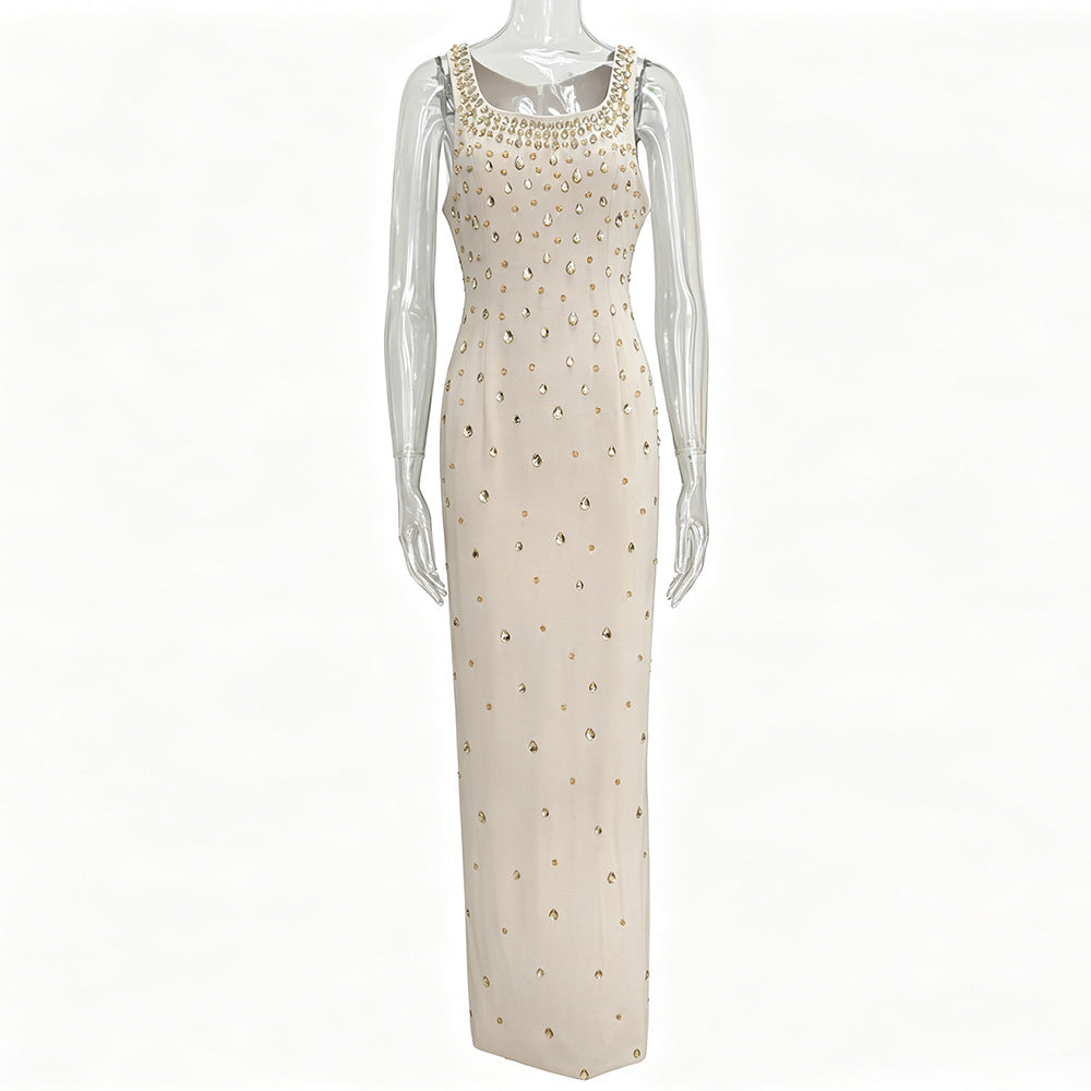Vest Formal Dress Stars Heavy Industry Beads Diamond Embedded Stretch Maxi Dress