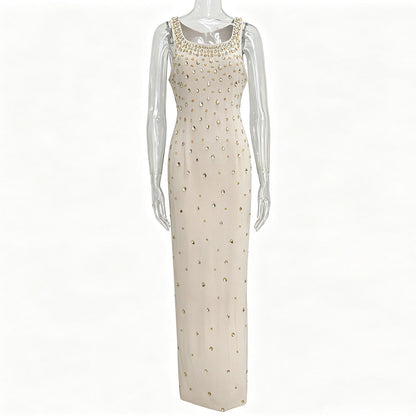 Vest Formal Dress Stars Heavy Industry Beads Diamond Embedded Stretch Maxi Dress