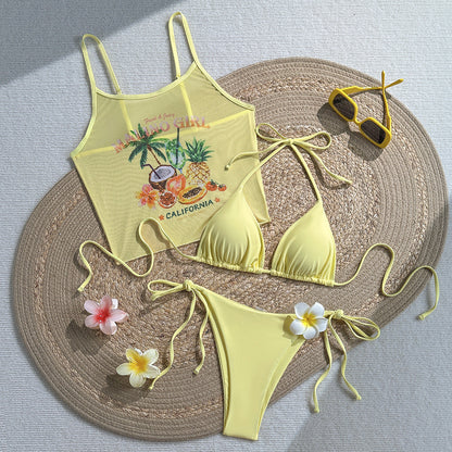 Tropical Fruit Printed Halter Bikini Sexy Vacation Swimsuit Bikini