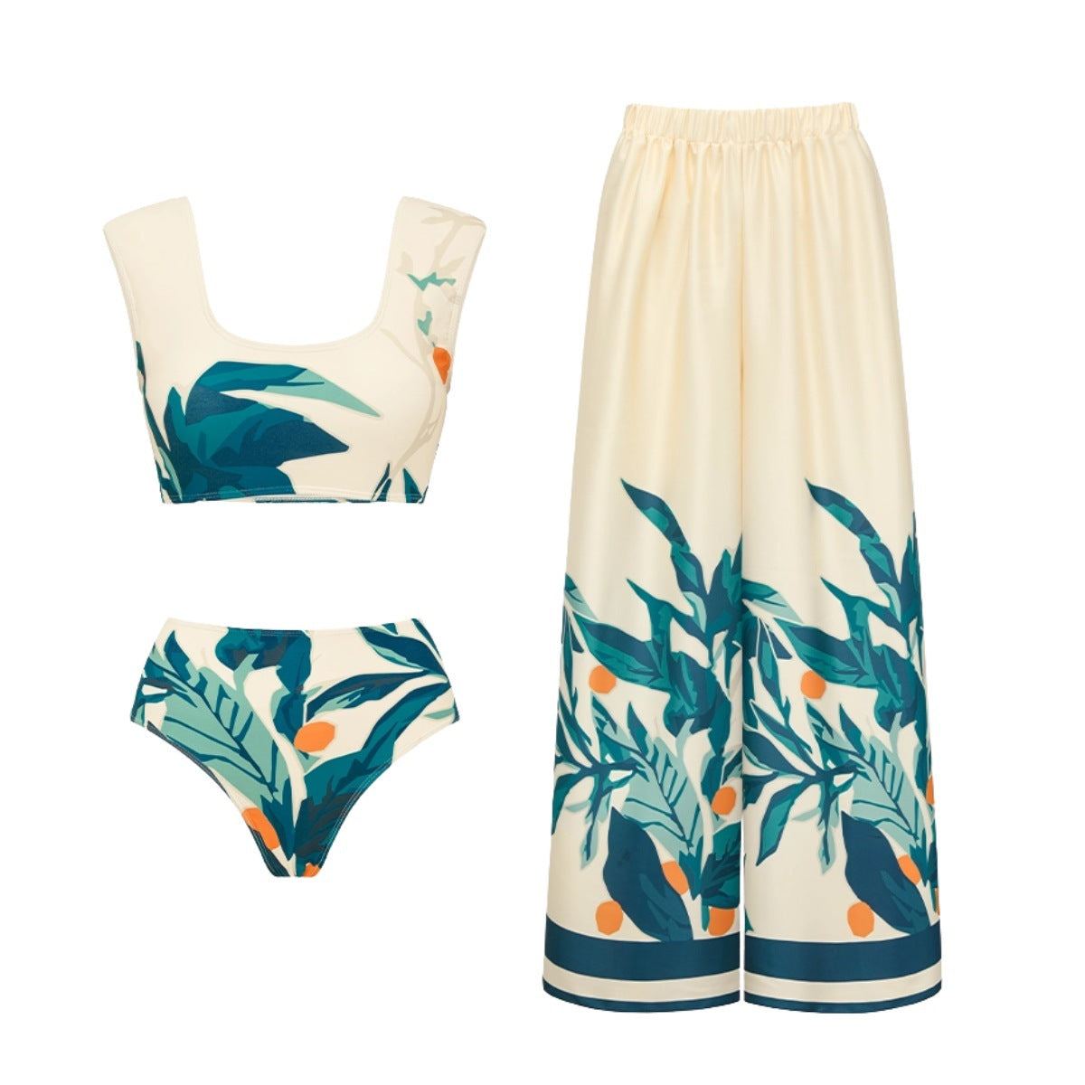 Bikini Fresh Printed High Waist Split Swimsuit Women