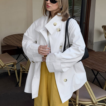 Design Mid Length Trench Coat for Women Autumn Winter Trendy Loose Figure Flattering
