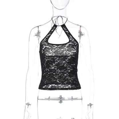 Summer Sexy Lace Halter All Match Backless Vest Top Women