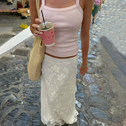 Women Clothing Summer Sexy Low Waist Crocheted Floral Slim Skirt