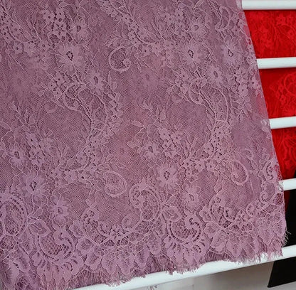 3Meters/lot Off White French Chantilly Lace Fabric , Eyelash Embroidery Lace Craft Bridal Veil Lace Accessory 150cm Width