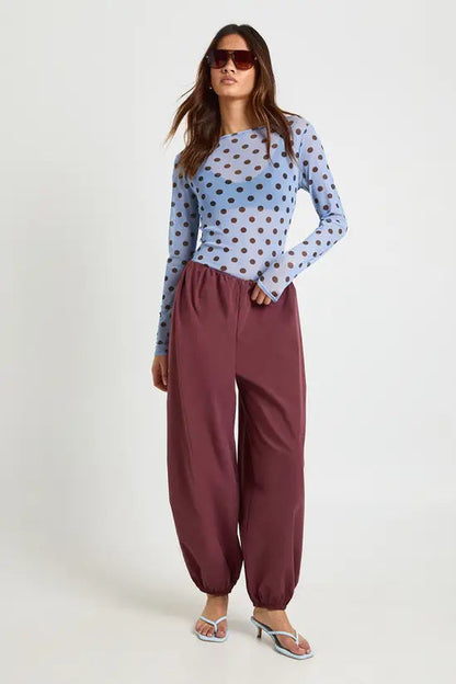 Simple Dot Mesh See through Niche Slim Fit Long Sleeve round Neck Top Bottoming Shirt Women Clothing
