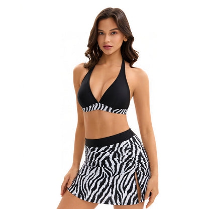 Women Bikini Split Skirt High Waist Conservative Sexy Swimsuit