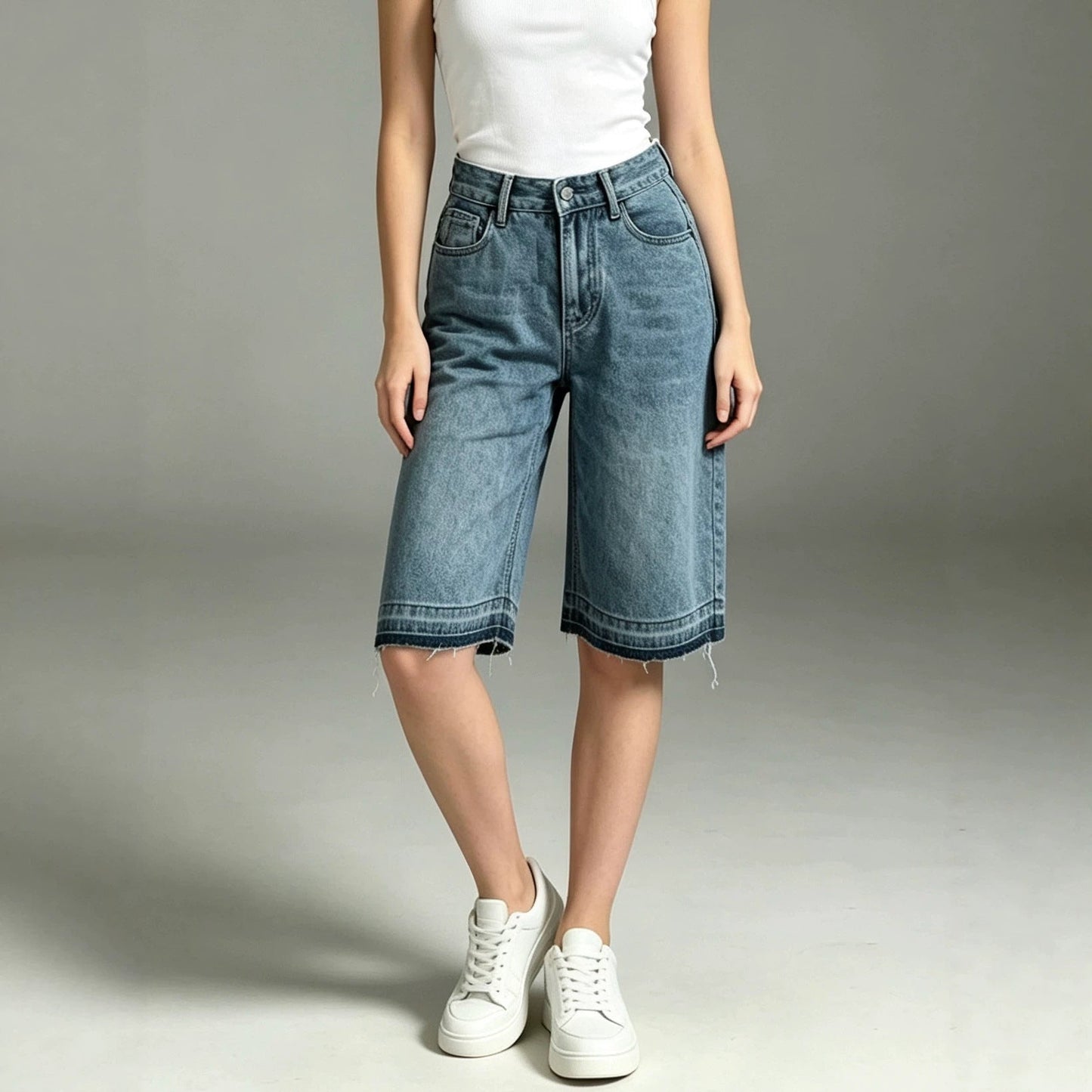 Retro Washed Loose Straight Spring Summer Women Denim Shorts