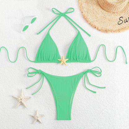 Sexy Three Point Bikini Split Swimsuit Women Sexy Triangle Swimsuit Bikini