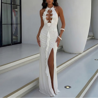 Solid Color Sexy Hollow Out Cutout out Backless Beach Cover up Bikini Swimsuit Beach Women