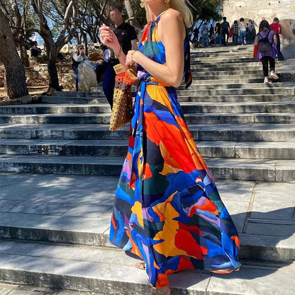 Summer Women Halter Printed Bohemian Dress