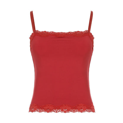 Summer Sexy Lace Spaghetti Strap Top Skinny Short Tube Top Sexy Basic All Matching Vest