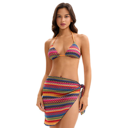 Three Piece Bikini Swimsuit Women Sexy Backless Triangle Split Swimsuit