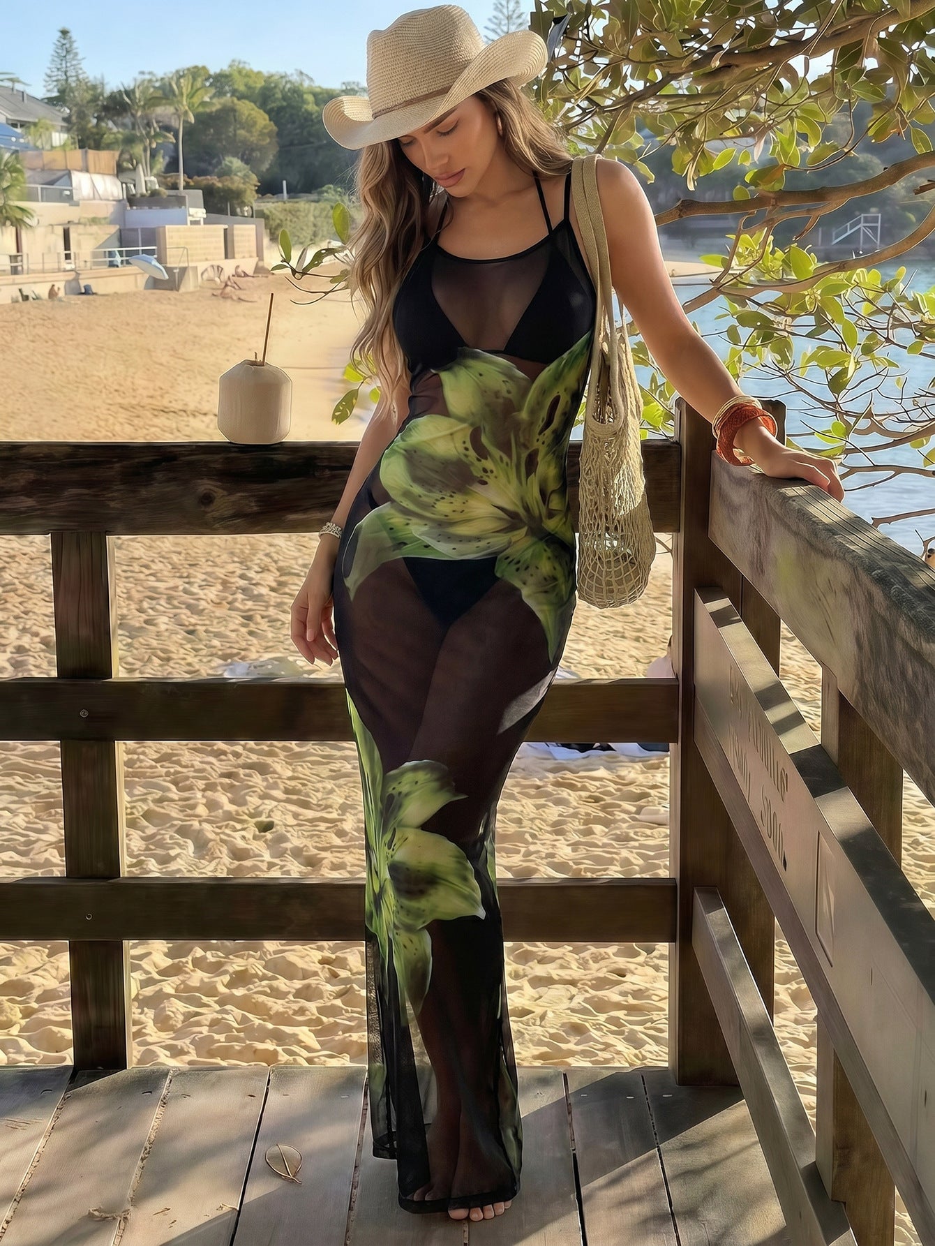 Printed Dress Three Piece Swimsuit Swimsuit Beach Vacation Bikini