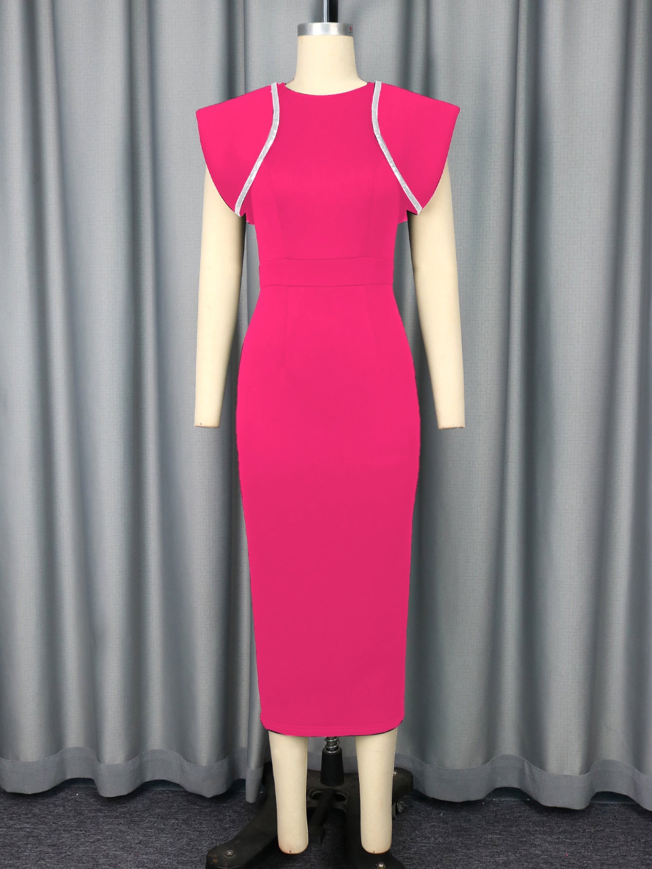 Crew Neck Dress Cocktail High Waist Slim Fit Slit Elegant Evening Dress Party Dress