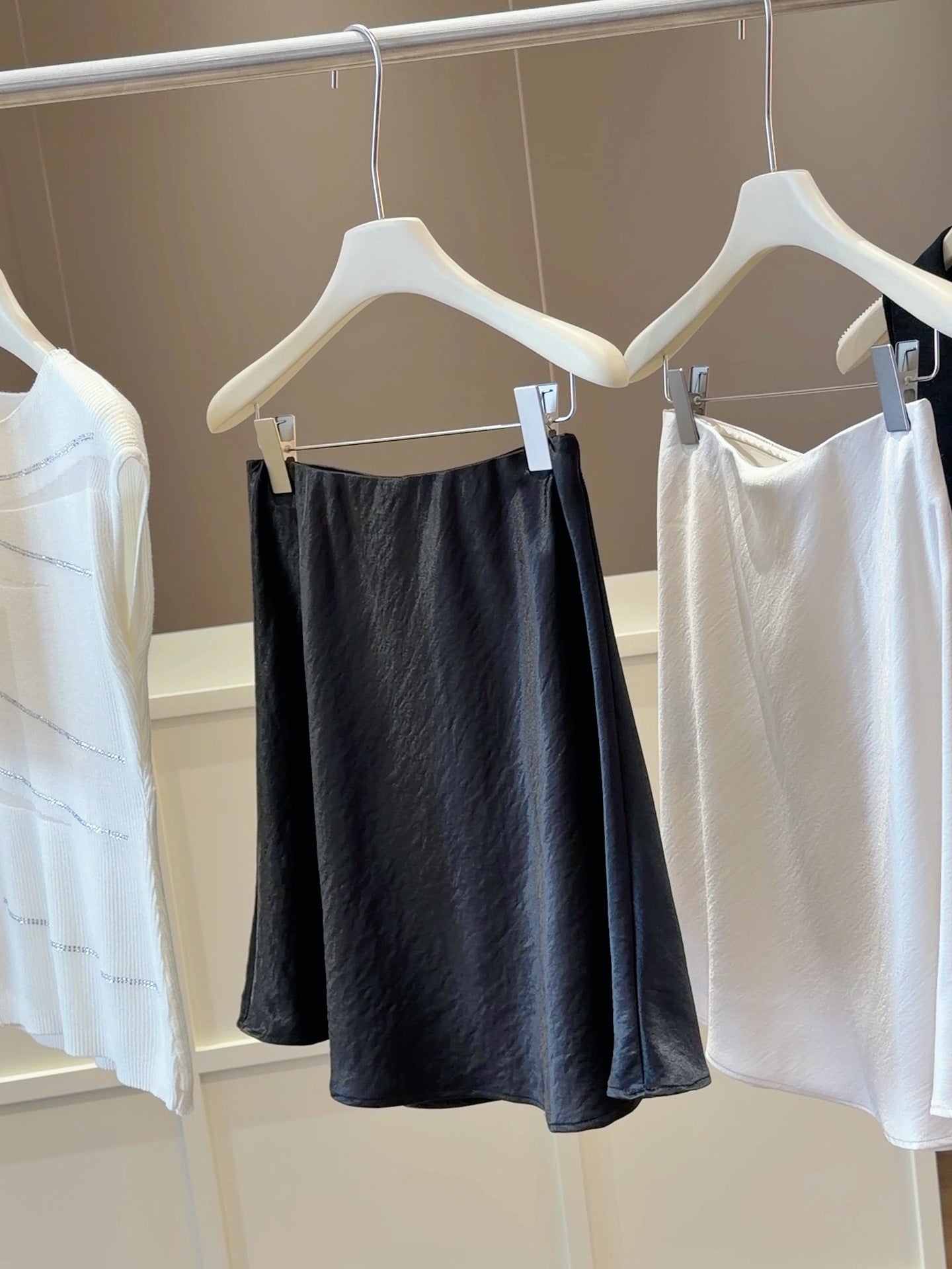 Graceful Satin Acetate Skirt Women Summer High Waist Slimming A line Simple Drape Fashionable Skirt