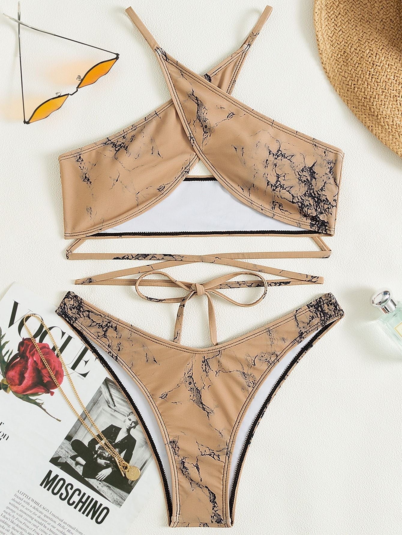 Swimwear Printed Bikini Lace-up Model Bikini Women Seperated Swimwear