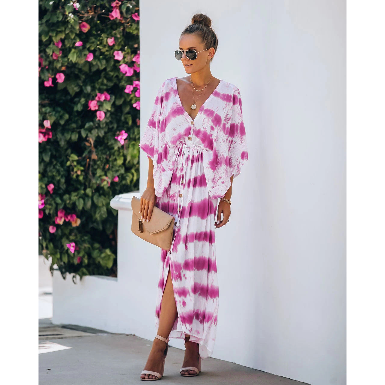 Spring Summer Lace Tie Dye Loose Dress Home Casual Dress