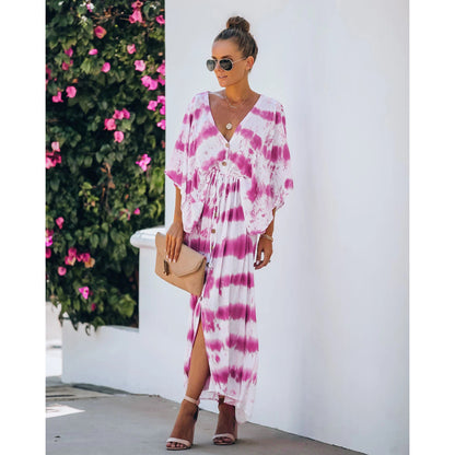 Spring Summer Lace Tie Dye Loose Dress Home Casual Dress