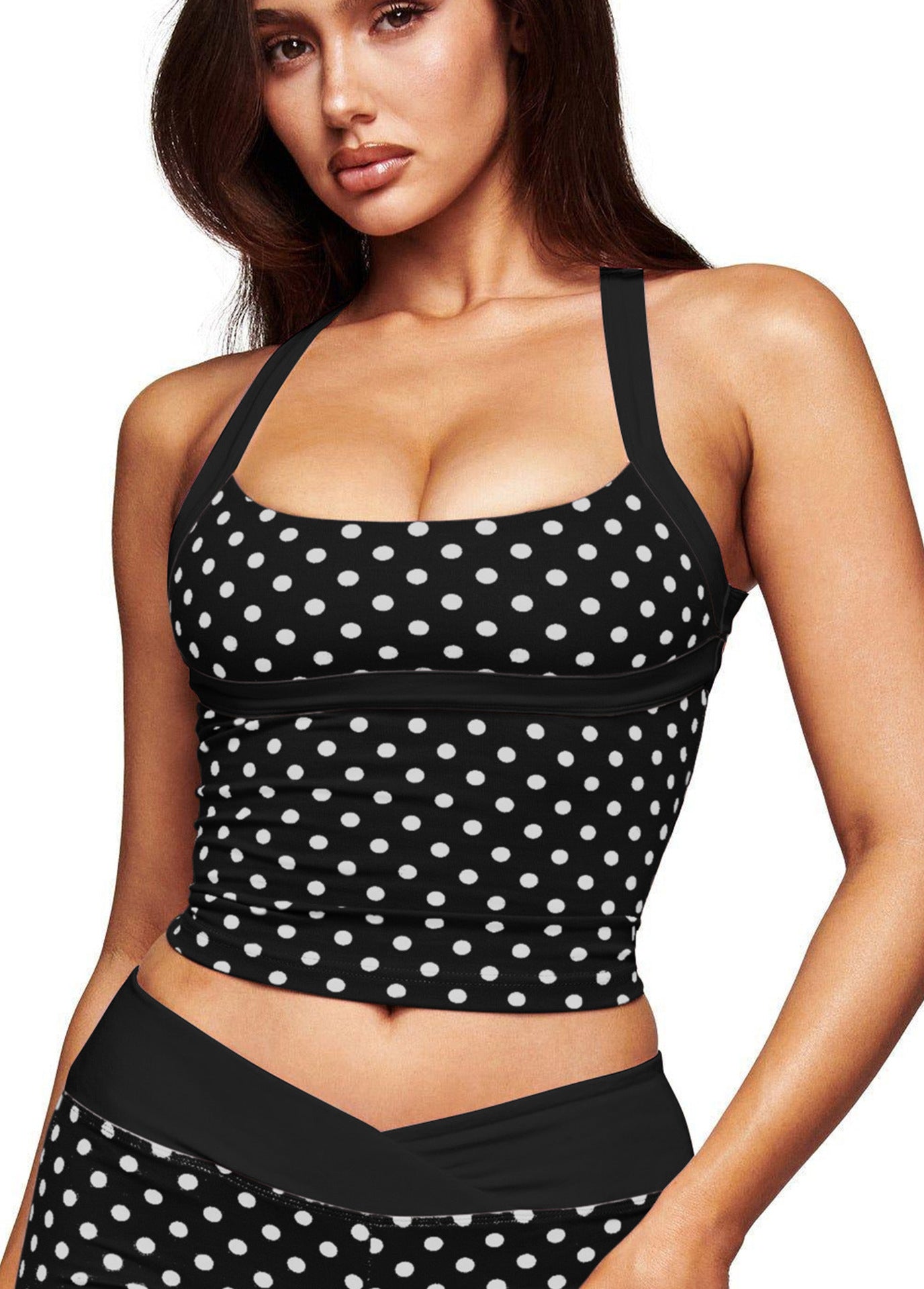 Halter Polka Dot Vest Pants Bell Bottom Pants Backless Bra Fitness Clothes Sportswear Yoga Set