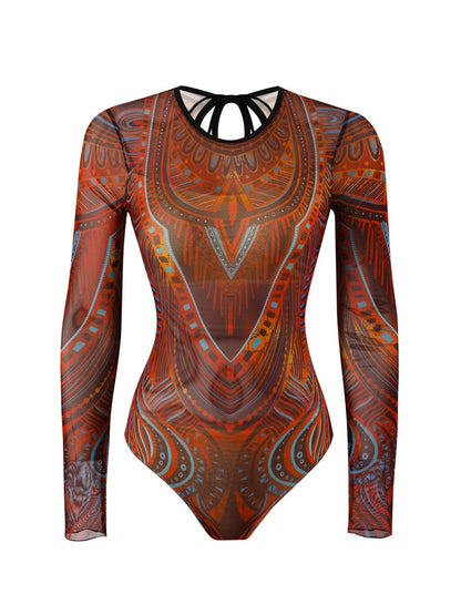 One Piece Swimsuit Women Sexy Retro Mesh Swimsuit Set Two Piece Set Long Sleeve One Piece Swimsuit Vacation Swimsuit