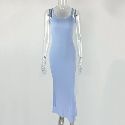 Summer Women Clothing Sexy Slim Fit Drape Sunken Stripe Strap Dress