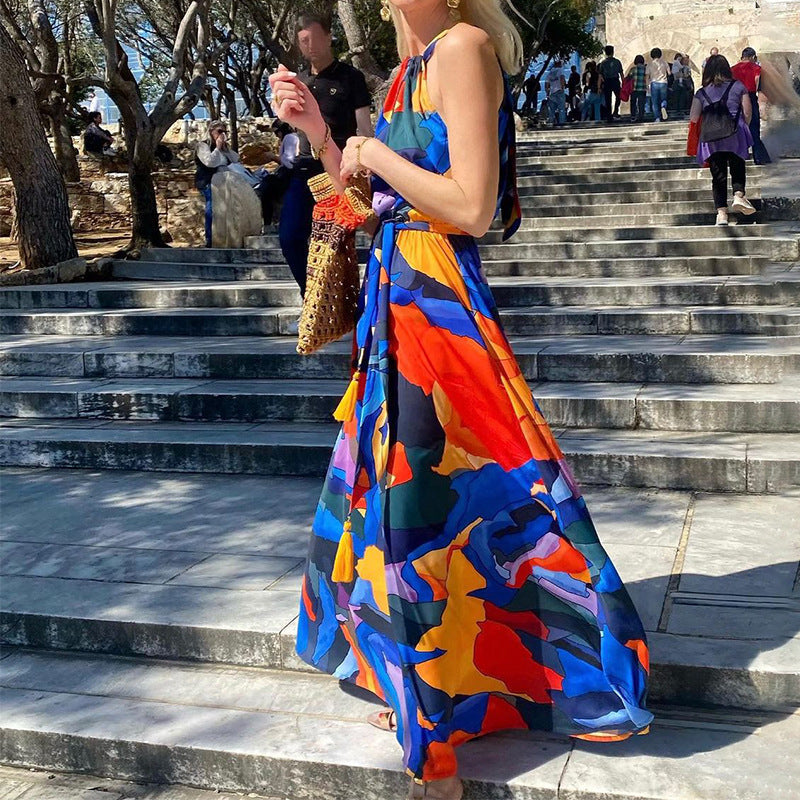 Summer Women Halter Printed Bohemian Dress